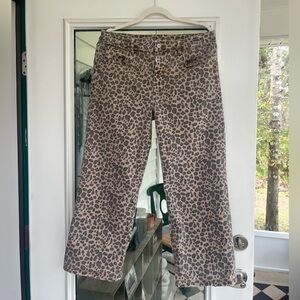 American Eagle Leopard Print Stretch Jeans Size 12 Animal Print Straight Leg